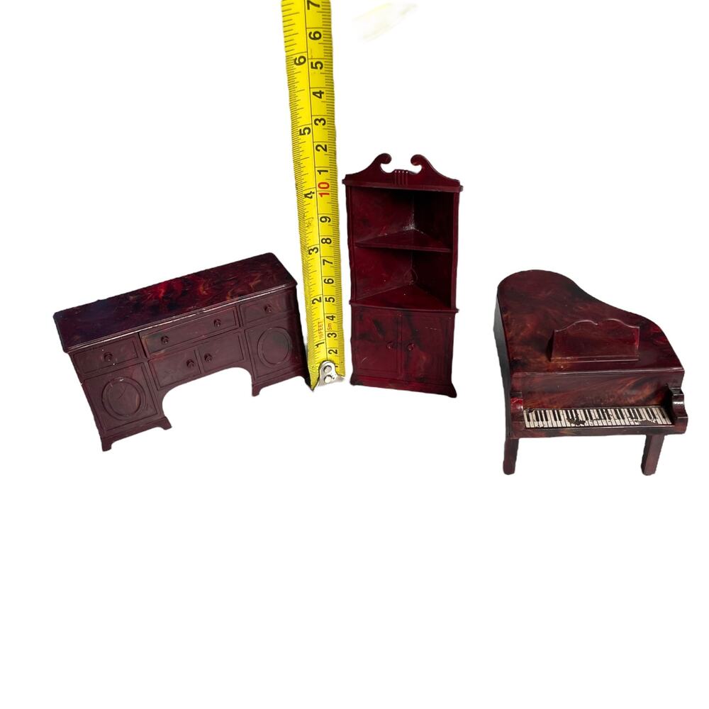 Vintage Jaydon Dollhouse Furniture Brown Piano Corner Cabinet Desk Brown Toy